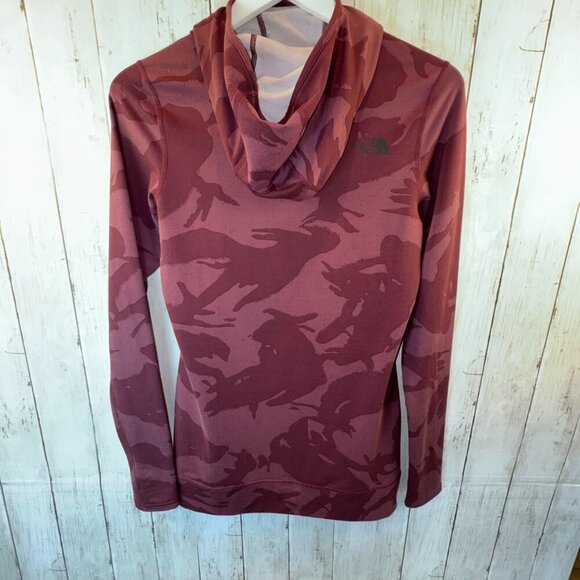 The North Face Women's S Hoodie Pullover Base Layer Flashdry Thumb Holes Maroon - Picture 5 of 9